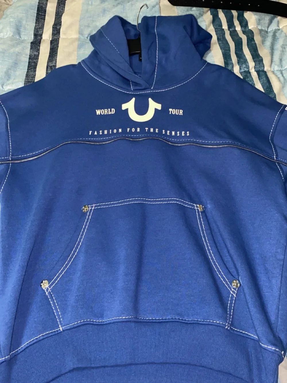 True Religion Royal Blue cropped Hoodie